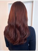 オレンジレッド ブリーチなしダブルカラー 艶トリートメント