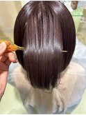 髪質改善カラー　ピンクブラウン　ツヤ髪スタイル