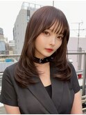 20代30代40代韓国ヘア顔周りカットハイレイヤーカットブラウン
