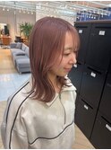 " 透け感抜群" ダブルカラー ミルクティーピンクベージュ