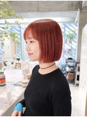 透明感カラー ボブ 前髪 ショート カラー ブリーチ&ダブルカラー
