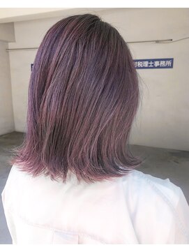 ヘアーアンドアトリエ マール(Hair&Atelier Marl) 【Marl】ハイライト入りラベンダーピンクの切りっぱなしボブ☆