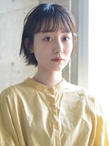 エムクランメイクス 原宿 表参道(m.clan MAKE'S)&nbsp;大人かわいい ショートパーマ 大人ガーリー ネイビージュ 黒髪