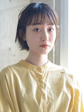 エムクランメイクス 原宿 表参道(m.clan MAKE'S) 大人かわいい ショートパーマ 大人ガーリー ネイビージュ 黒髪