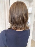 福山市美容室Caary 大人可愛い 外ハネボブ 抜け感ピンクベージュ