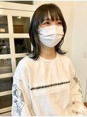 ミディアムウルフとインナーカラー