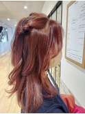 ハーフツイン／簡単アレンジ／ローズブラウン