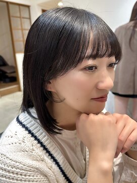 ビューブルー 亀戸錦糸町(VIEW BLUE) ◎ 美髪カールシアーカラーピンクブラウンぱっつん前髪似合わせ