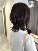 チェリーレッドブラウン×ウルフカット