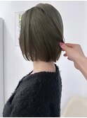 ☆ブリーチなしダブルカラー オリーブ オリーブベージュ ボブ