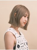 ボブ ミニボブ 切りっぱなし ブリーチ ピンクベージュ