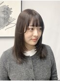 大人可愛い透明感艶カラーマロンベージュ×ミディアムレイヤー