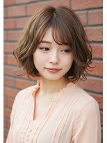フルショウ 小牧(FURUSHO)&nbsp;小顔カットひし形くびれボブレイヤーボブマロンベージュ