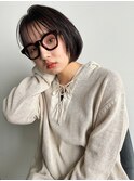 【天神 今泉 大名】ミニボブ シースルーバング カシスベージュ
