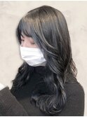 10代20代30代大人かわいい韓国風ブルーブラックヨシンモリヘア