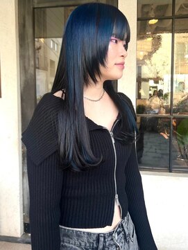 モク 京都北白川店(MOK) 【ネイビーロング】レイヤーで動きのあるスタイル