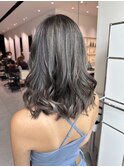 ダークグレージュ 海外風ハイライト バレイヤージュ ミックス