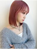 ブリーチ/ピンクカラー/髪質改善/タッセルボブ/Minori