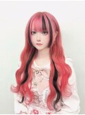 ピンク/チェリーブラウンミニウルフデジタルパーマ