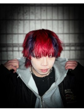 ディーカヘアーセンダイ(Di KA HAIR sendai) レッド×パープル スラッシュデザイン