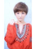 【morio池袋】小顔グレージュワイドバングマッシュショート