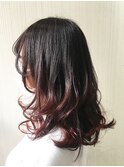 ブリーチグラデーションダブルカラーピンクレッド