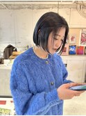 ミニボブ　ブルーブラック　切りっぱなしボブ