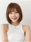 20代30代大人可愛い前髪/丸顔マチルダボブ/レイヤーカット外ハネ