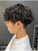 緩め波巻きパーマメンズマッシュ波巻きスパイラルパーママッシュ