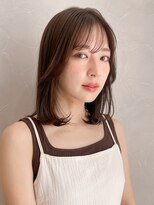 アグノス 青山(Agnos) 縮毛矯正 くびれヘア レイヤーカット アプリコットオレンジ