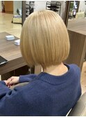 盛岡駅ブリーチカラーハイトーン切りっぱなしボブショートヘア◆