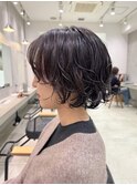 大人美人丸みショートボブニュアンスパーマ川崎20代30代40代