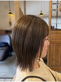 【ungird】外ハネ切りっぱなしボブ×オリーブカラー/髪質改善