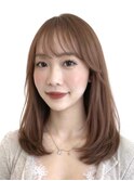 ミディアムレイヤー/透明感ベージュ/顔まわりカット/前髪カット