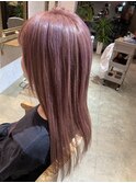 ピンクアッシュベージュストレート『倉敷美容室』『ナブラ』