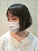 シースルーバング　艶髪　ミニマムボブ　前下がりボブ！　遠藤至