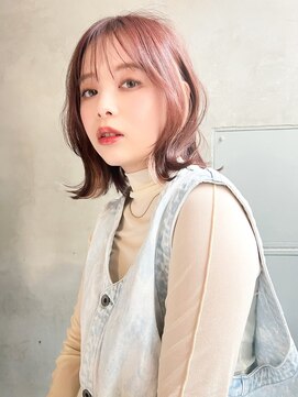 メーヴェ(Mowen) mowen 南堀江 ボブ×ピンクベージュ×艶髪