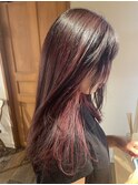 インナーカラーレッドカラー暖色カラーブリーチカラー