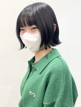 モリオフロムロンドン 松戸店(Morio from London) 【松戸　石山】黒髪外ハネミニボブ切りっぱなし前髪あり