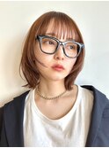 顔周りレイヤーカットグレージュカラーくびれボブショートカット
