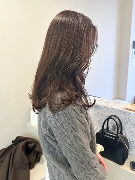 透明感ブラウンベージュ/レイヤーカット/ウェーブ