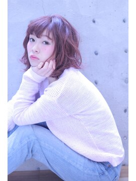 カシュカシュ(cache cache) cache cache★コーラルピンクのふんわりミディ