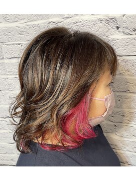 ビューティドレッセヤマノ 池袋パルコ(Beauty Dresse YAMANO) 【インナーカラー】大人可愛いセミディ×インナーカラー ピンク