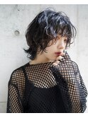 ショートウルフ　シアブラック　カジュアルウルフ　無造作
