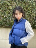 ペールベージュセクションカラーグラデーションカラー外ハネボブ