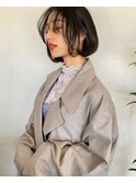 大人可愛い20代30代40代丸みショートボブ小顔ボブ前髪あり