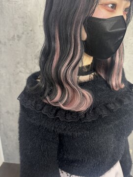 ルーツアイリー 心斎橋(ROOTS IRIE) ブルーブラック×ピンク/インナーエクステ/シールエクステ