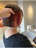 イヤリングカラーチェリーレッド10代20代ボブヘア/デザイン