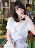 シースルーバング黒髪レイヤーミディアムc6戸田公園20代30代40代