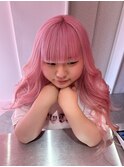 ホワイトピンク/ピンク/巻き髪